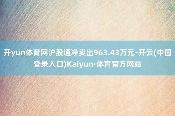 开yun体育网沪股通净卖出963.43万元-开云(中国登录入口)Kaiyun·体育官方网站