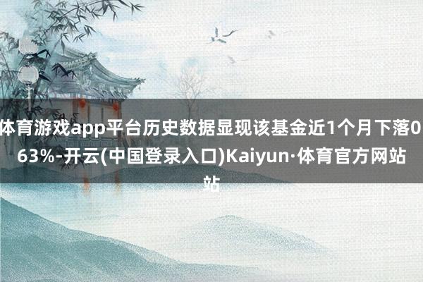体育游戏app平台历史数据显现该基金近1个月下落0.63%-开云(中国登录入口)Kaiyun·体育官方网站