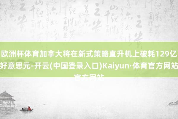 欧洲杯体育加拿大将在新式策略直升机上破耗129亿好意思元-开云(中国登录入口)Kaiyun·体育官方网站